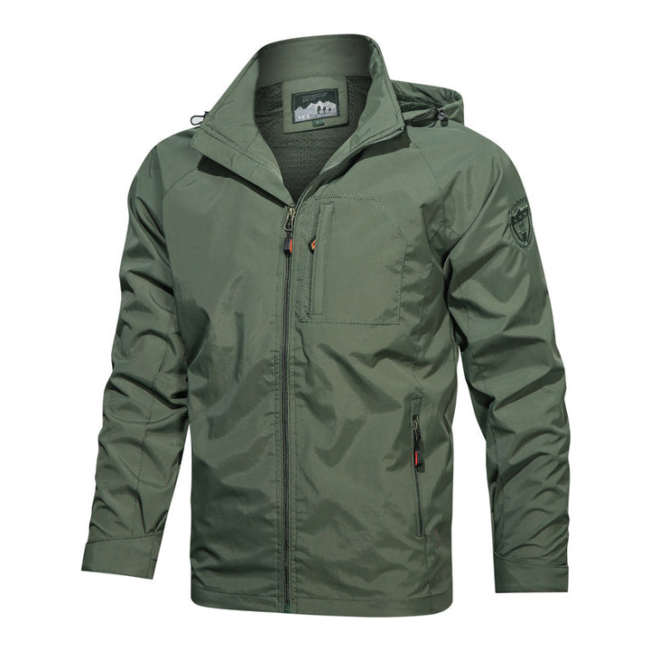 Herren nan leichte winddichte Outdoorjacke mit Kapuze und taktischer Brusttasche Drune