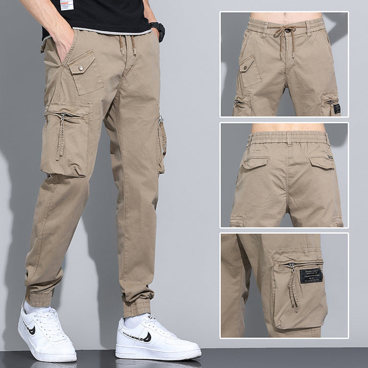 Herren Tapered-Utility-Cargohose mit elastischem Tunnelzugbund, großen Klapp­taschen und gerippten Bündchen Drune