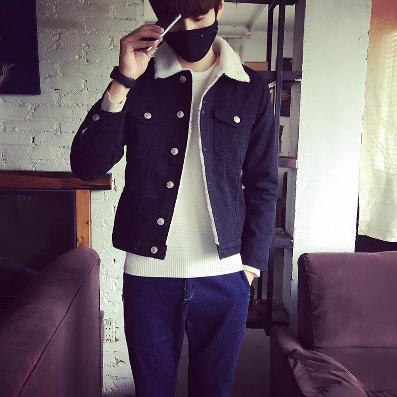 Herren Denimjacke mit Kunstfellkragen Drune