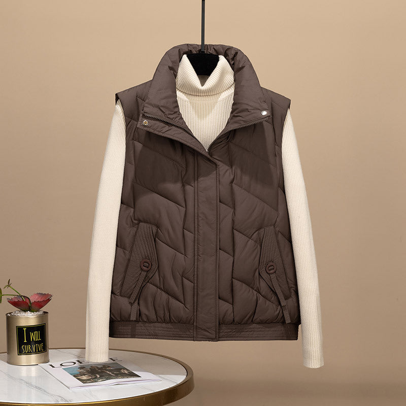 Damen Modische und funktionale Steppjacke mit hohem Kragen und Taschen Drune