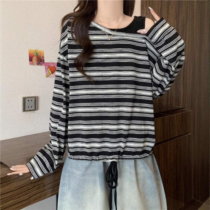 Damen Casual Langarmshirt mit off-Shoulder Design Drune