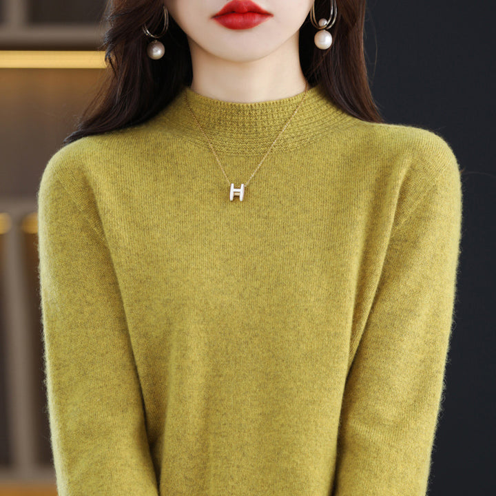 Damen Leichter Feinstrick-Mockneckpullover mit strukturierter Kragenblende Drune