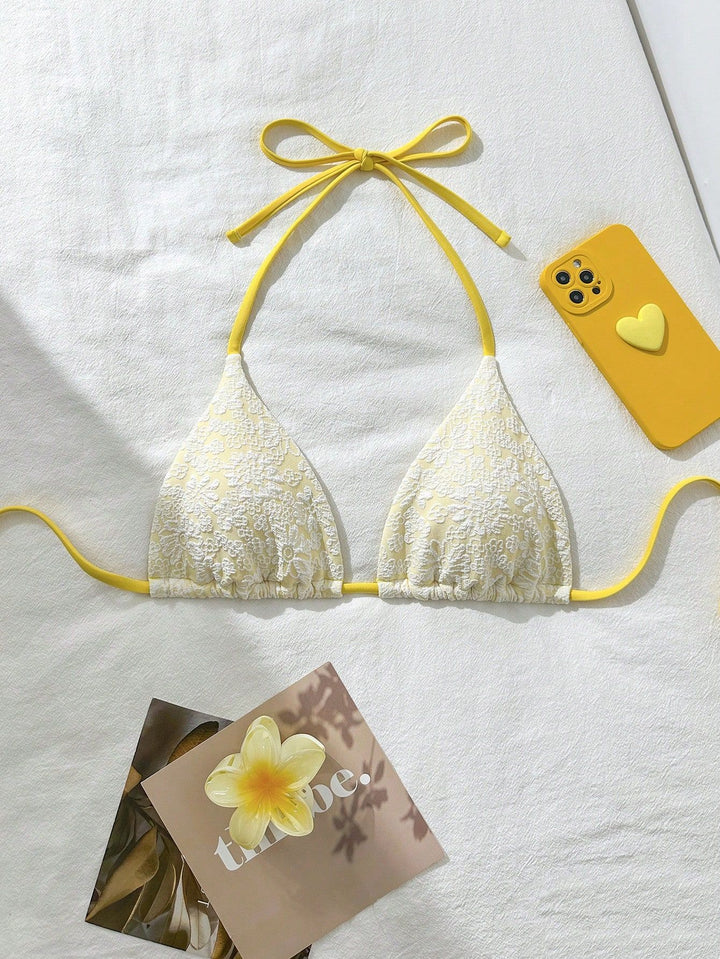 Damen Blumendekorierter Triangel-Bikini Drune