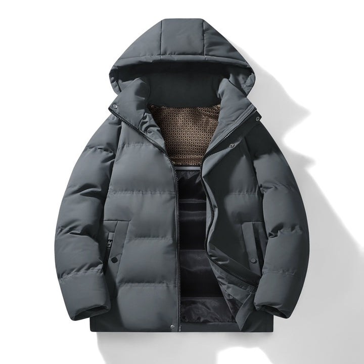 Herren Wattierte Kapuzen‑Thermo‑Steppjacke mit winddichter Hülle & versteckter Druckknopfblende Drune