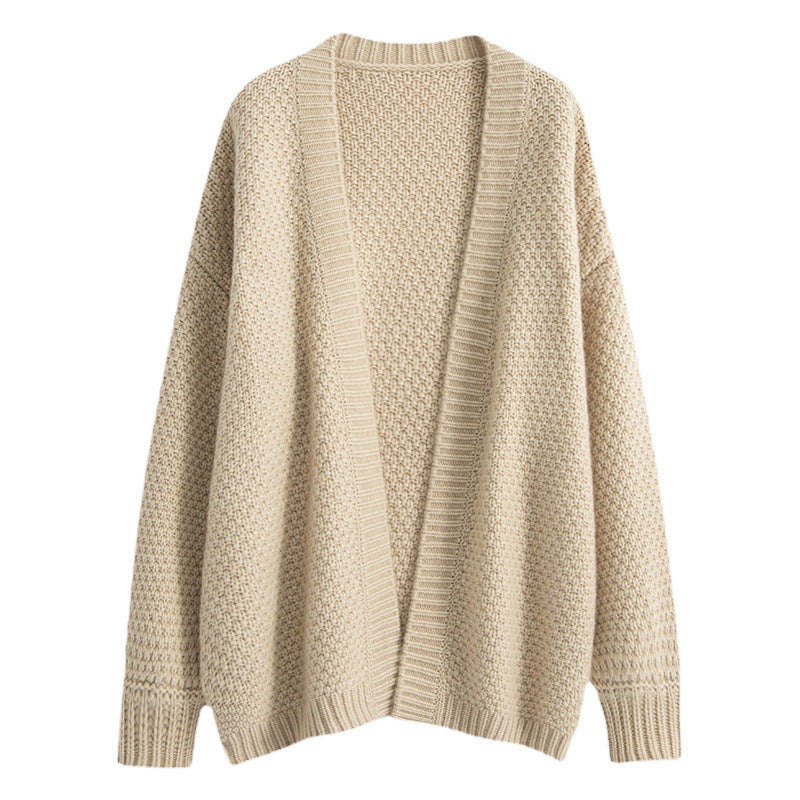 Damen Grobstrickcardigan mit weitem Schnitt und langen Ärmeln Drune
