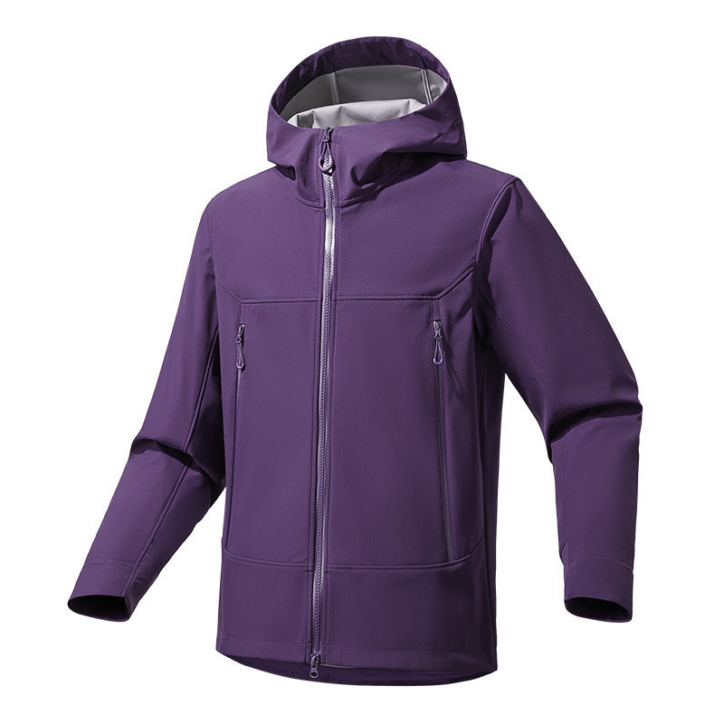 Herren Softshell‑Kapuzenjacke mit Stretch, wind- und wasserabweisender Membran und Zwei‑Wege‑Reißverschluss Drune