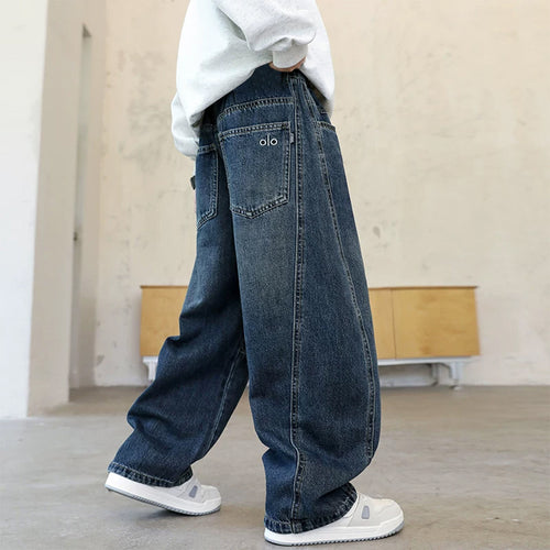 Damen lässige weite Denim-Hosen Drune