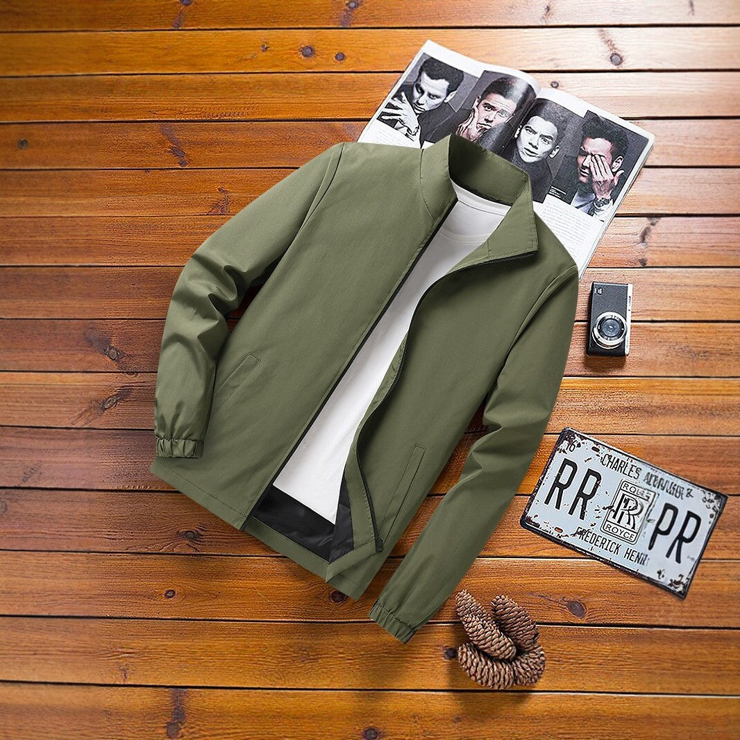Herren Leichte Windbreaker‑Übergangsjacke mit Stehkragen, elastischen Bündchen und verdecktem Reißverschluss Drune