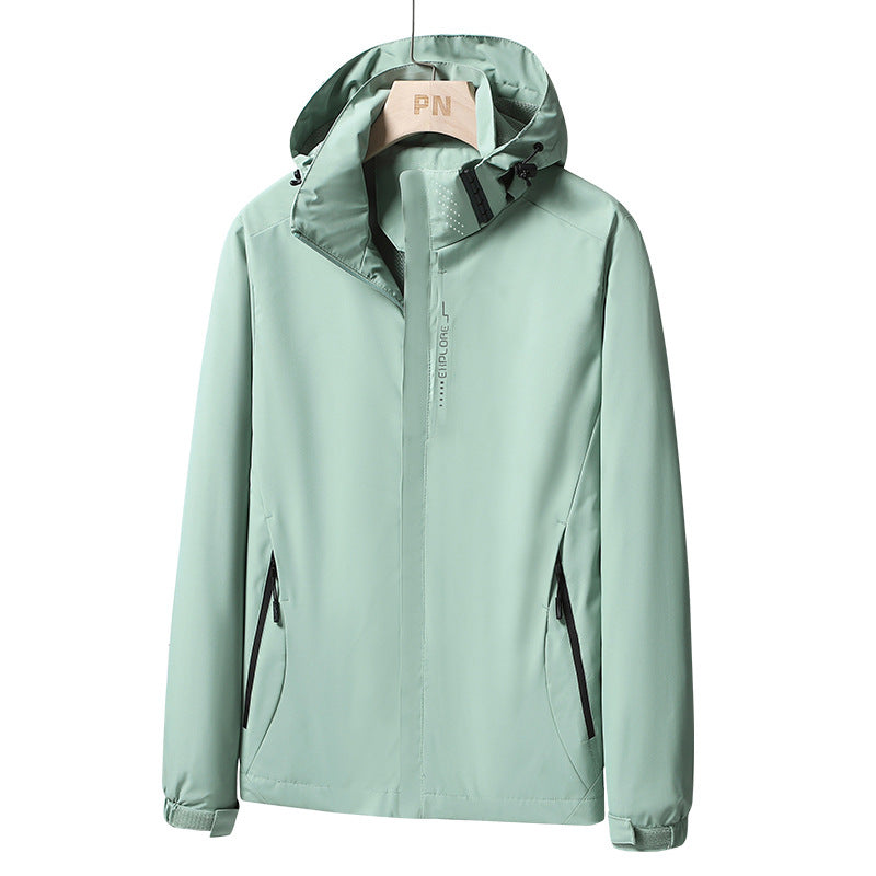 Herren Wasserdichte Softshell-Jacke mit Kapuze, Reißverschluss-Taschen und verstellbaren Bündchen Drune