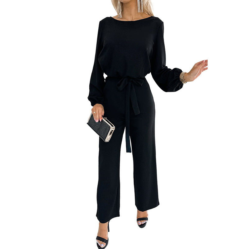 Damen eleganter Jumpsuit mit eleganten Ärmeln und tailliertem Schnitt Drune