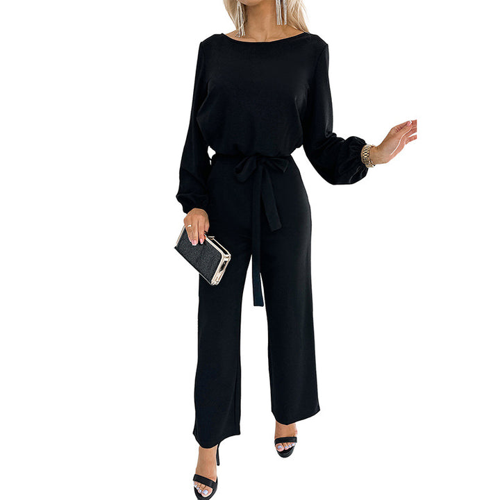 Damen eleganter Jumpsuit mit eleganten Ärmeln und tailliertem Schnitt Drune