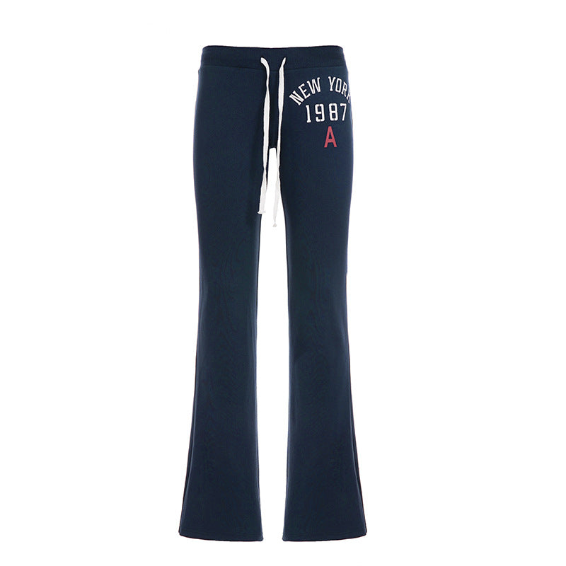 Damen nan weiche Flared-Jogginghose mit Kordelzug, Eingrifftaschen und auffälligem Love-Print Drune