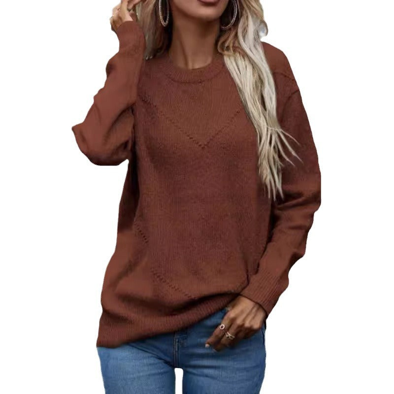 Damen gemütlicher Strickpullover mit strukturiertem Design Drune
