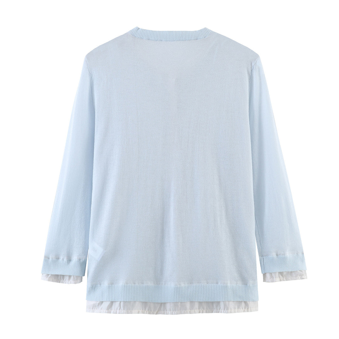 Damen Feinstrick-Cardigan mit eingearbeitetem Blusenbesatz und Knopfverschluss Drune