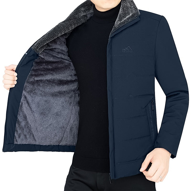 Herren Thermo-Stehkragenjacke mit weichem Teddyfutter und Reißverschlusstaschen Drune