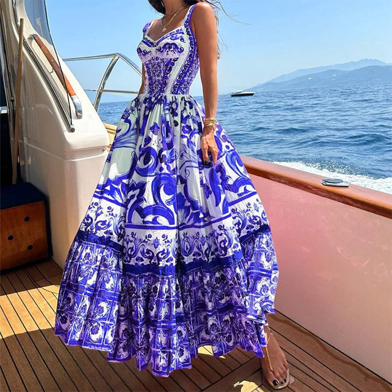 Damen Maxikleid mit elegantem A-Linien Schnitt und aufwendigen Verzierungen Drune