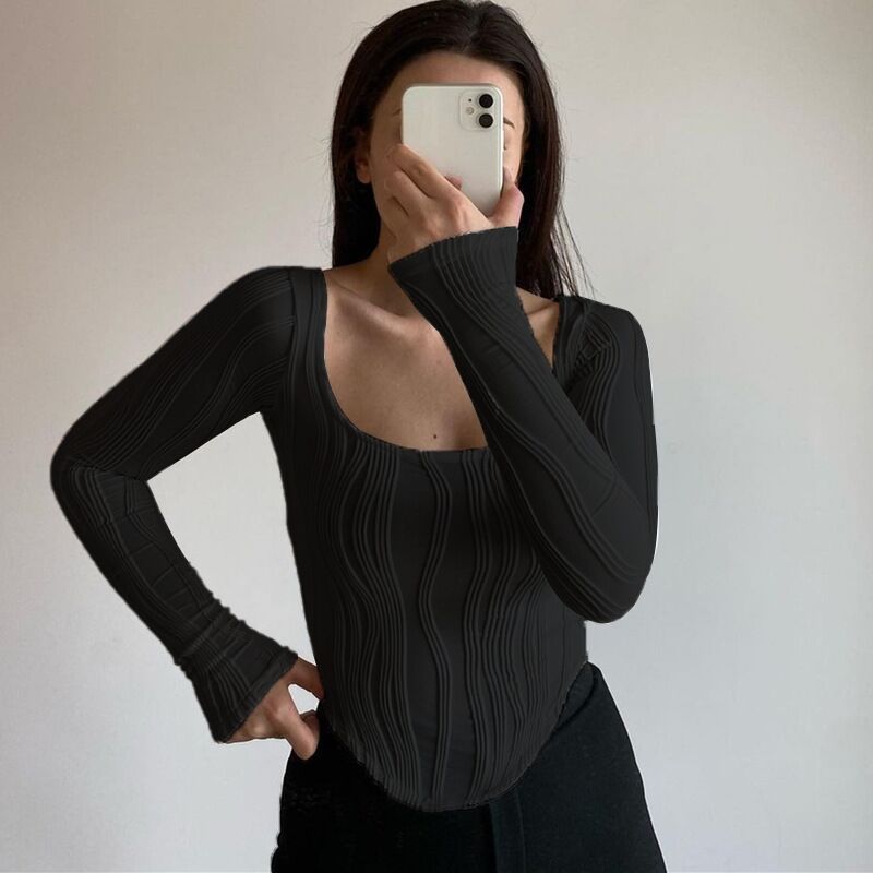 Damen Langarmshirt mit Wellenmuster Drune