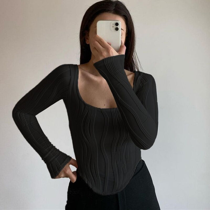 Damen Langarmshirt mit Wellenmuster Drune