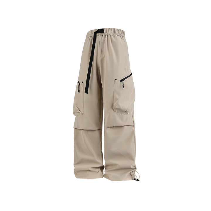 Herren Weite Utility‑Cargohose mit elastischem Bund, Reißverschluss‑Taschen und verstellbarem Saum Drune