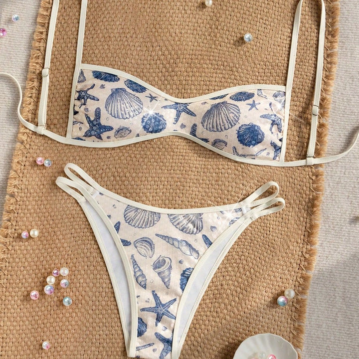 Damen Bandeau-Bikini mit maritimem Muschel-Motiv Drune