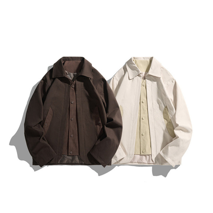 Herren Legere Worker‑Jacke im Boxy‑Cut mit verdeckter Druckknopfleiste und schrägen Eingrifftaschen Drune
