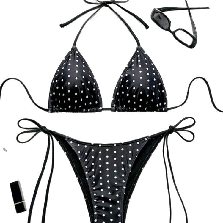 Damen Triangel-Bikini mit verspieltem Punktenmuster und verstellbarem Bund Drune