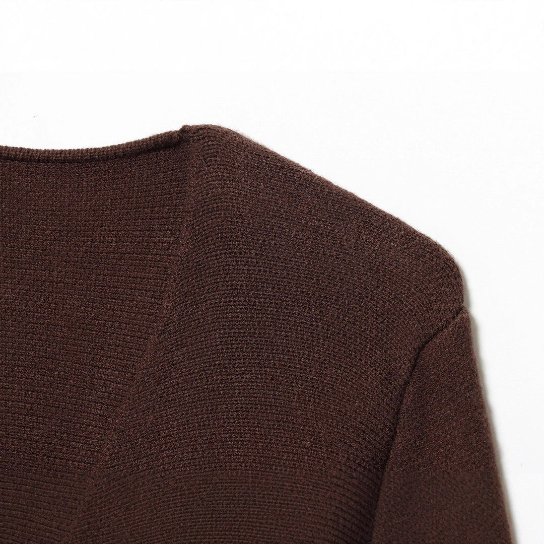 Damen nan taillierte Strickjacke mit tiefem V-Ausschnitt, Bindegürtel und kastigen Ärmeln Drune