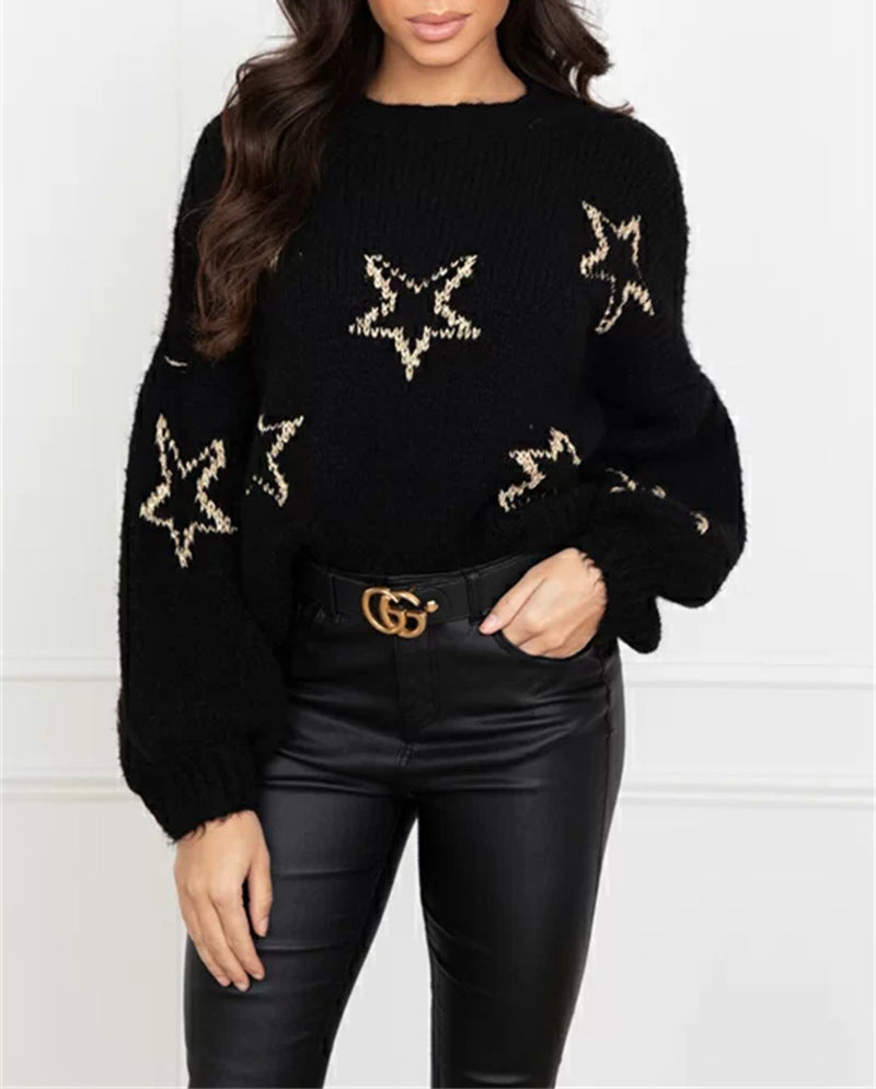 Damen modischer Strickpullover mit Sternenmotiv und kuscheliger Passform Drune