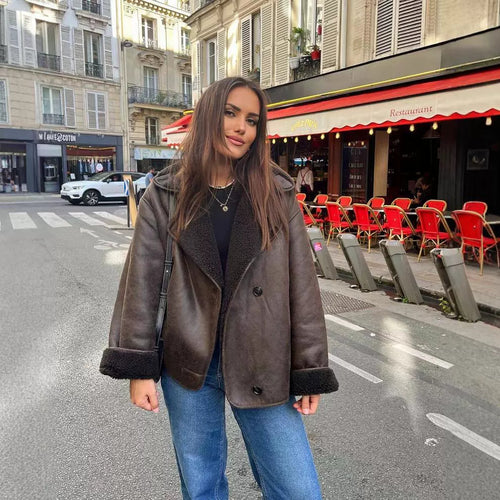 Damen kuschelige Übergangsjacke mit hohem Kragen Drune