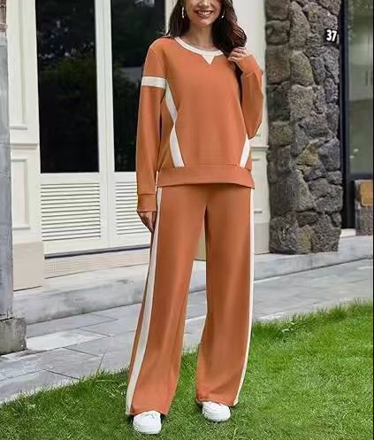 Damen nan sportives Lounge-Set mit weitem Sweatshirt, Palazzohose und seitlichen Kontraststreifen Drune