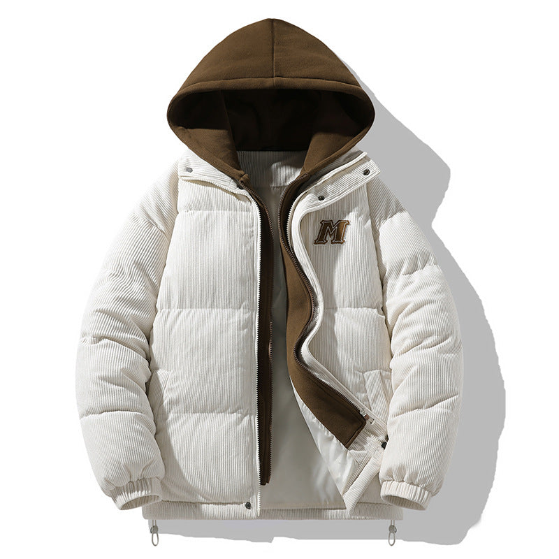 Herren Modische Steppjacke mit Kapuze Drune