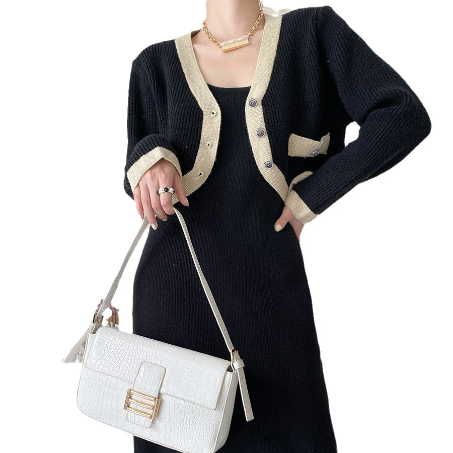 Damen Strickjacke mit kontrastierenden Details und Knöpfen Drune