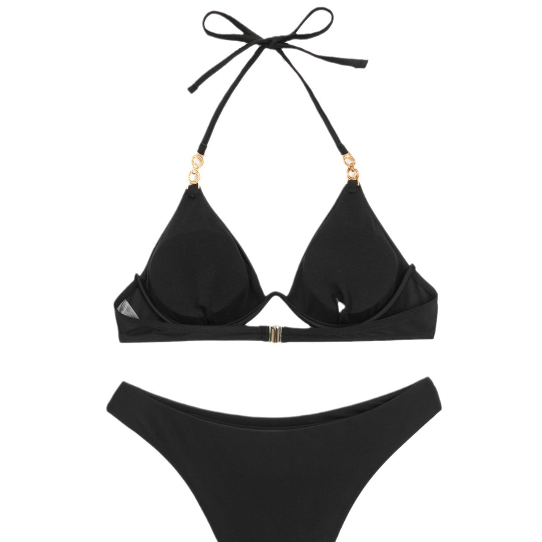 Damen Triangel-Bikini mit verstellbaren Trägern und Push-Up-Cups Drune