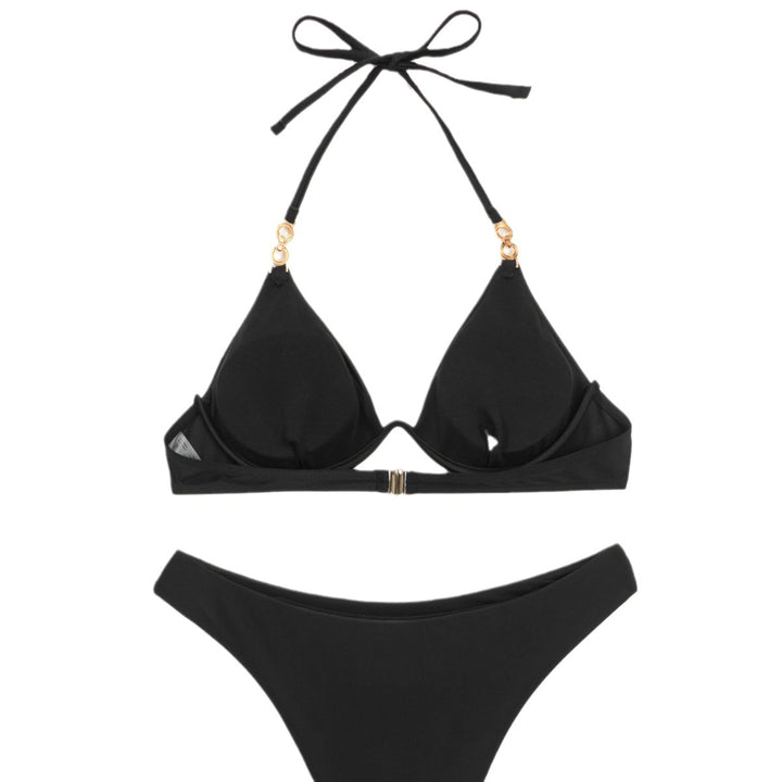 Damen Triangel-Bikini mit verstellbaren Trägern und Push-Up-Cups Drune