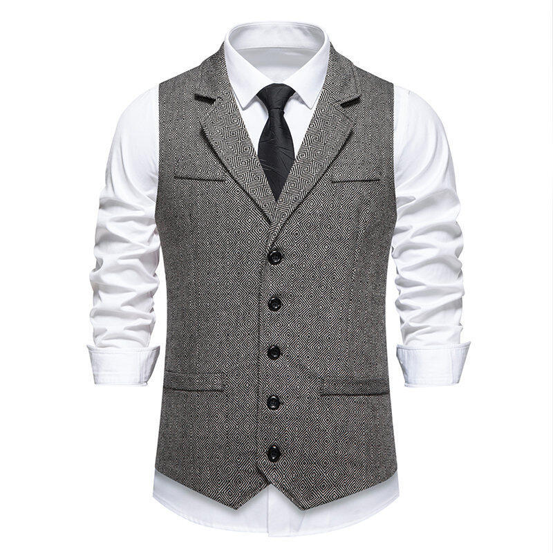 Herren Anzugweste im eleganten Herringbone-Muster mit praktischen Taschen Drune