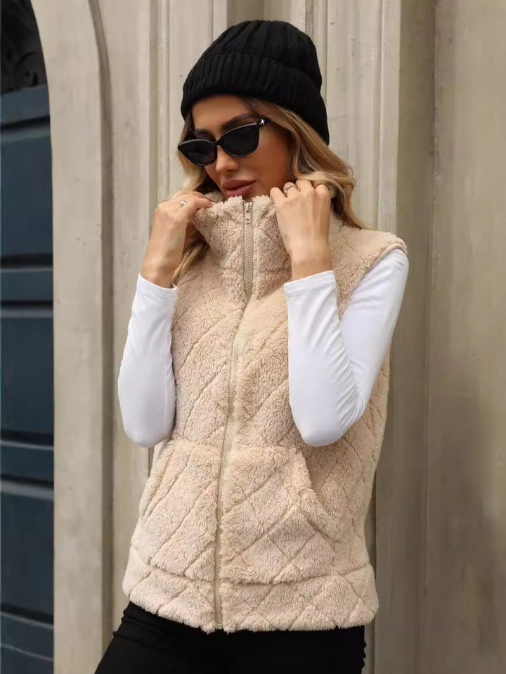Damen Fleece-Weste mit modernem Steppmuster und praktischen Taschen Drune