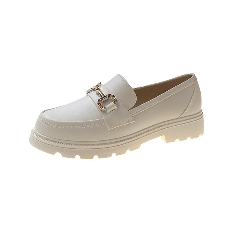 Damen Modische Chunky-Loafer mit profilierter Gummisohle, Kunstleder und dekorativer Metal-Applikation Drune