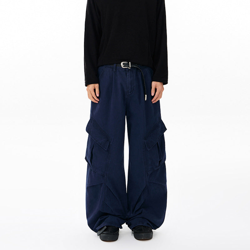 Damen weite Cargohose mit tiefem Schritt und aufgesetzten Taschen Drune