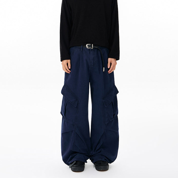 Damen weite Cargohose mit tiefem Schritt und aufgesetzten Taschen Drune