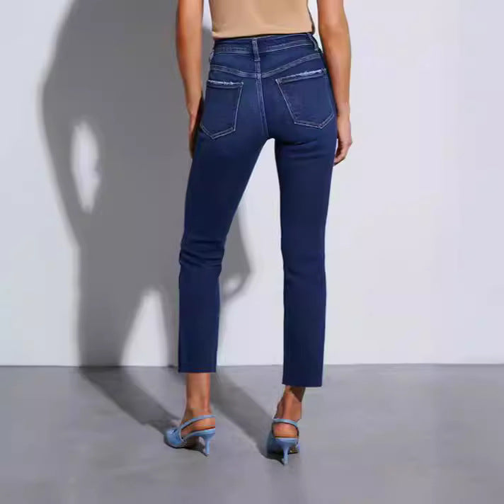 Damen zeitlose Jeans im modernen Schnitt mit cropped Bein Drune