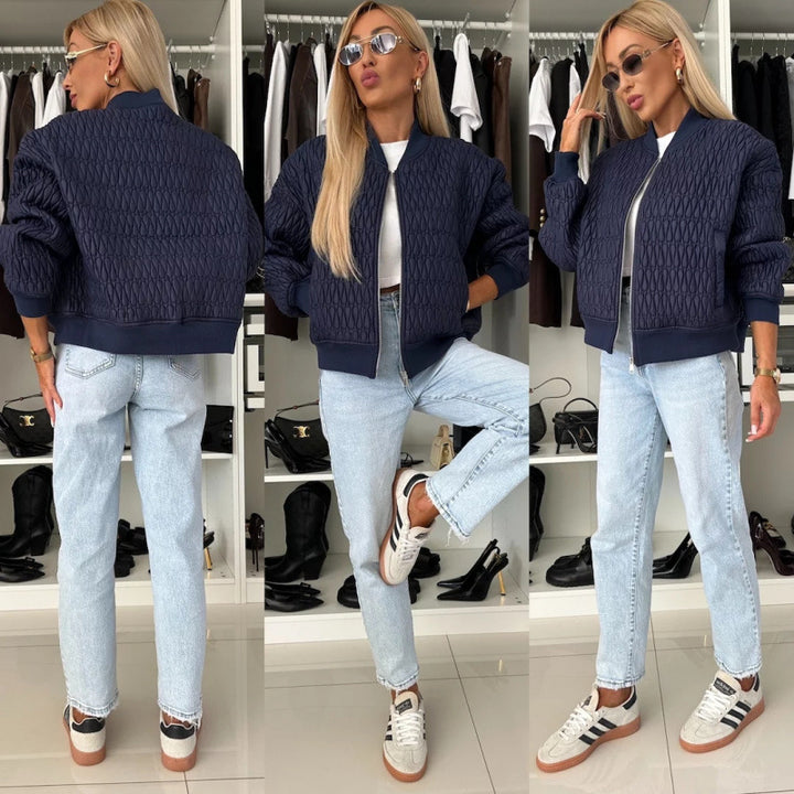Damen Steppjacke im sportlich eleganten Design mit voluminösen Ärmeln Drune