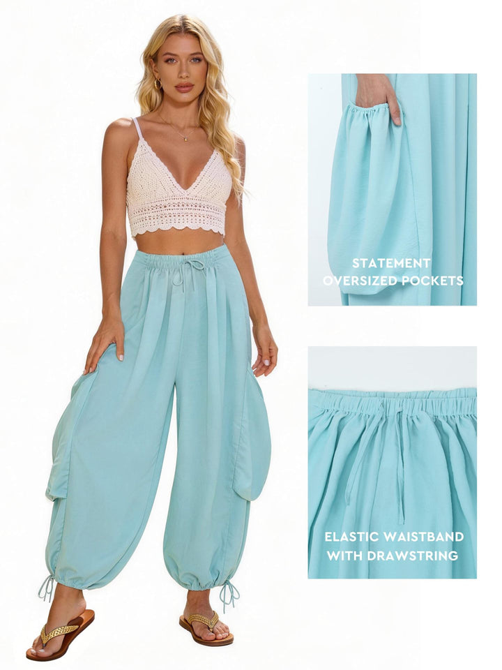 Damen Bequeme Freizeithose mit übergroßen Taschen und elastischem Bund Drune