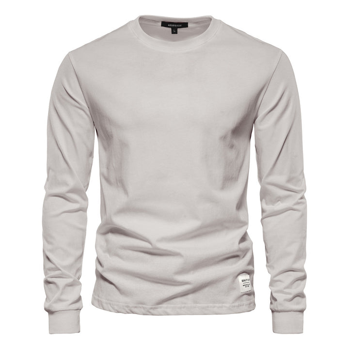 Herren nan klassisches langärmliges Baumwollshirt mit Rundhalsausschnitt und elastischen Bündchen Drune