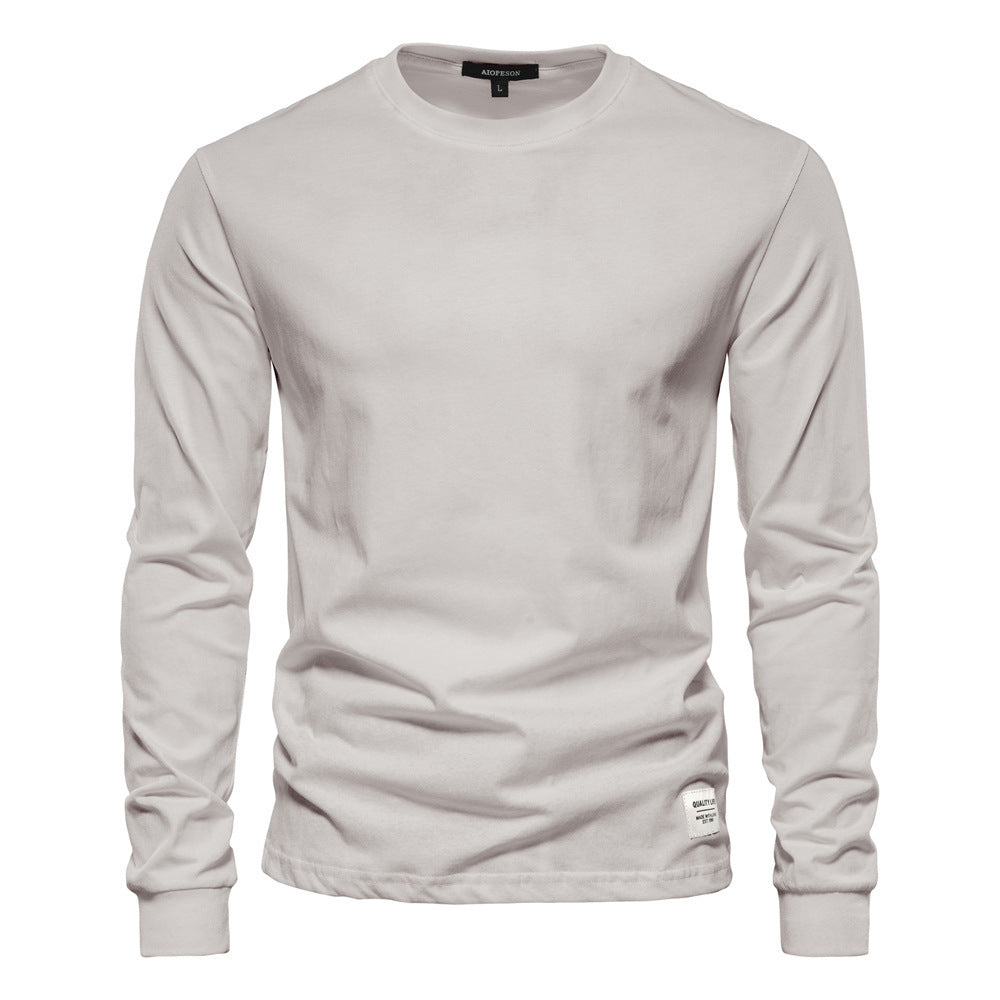 Herren nan klassisches langärmliges Baumwollshirt mit Rundhalsausschnitt und elastischen Bündchen Drune