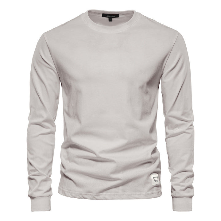 Herren nan klassisches langärmliges Baumwollshirt mit Rundhalsausschnitt und elastischen Bündchen Drune