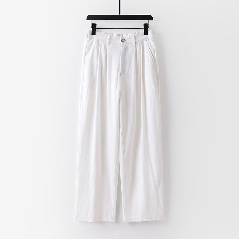 Damen weite Hose mit hoher Taille und Bundfalten Drune