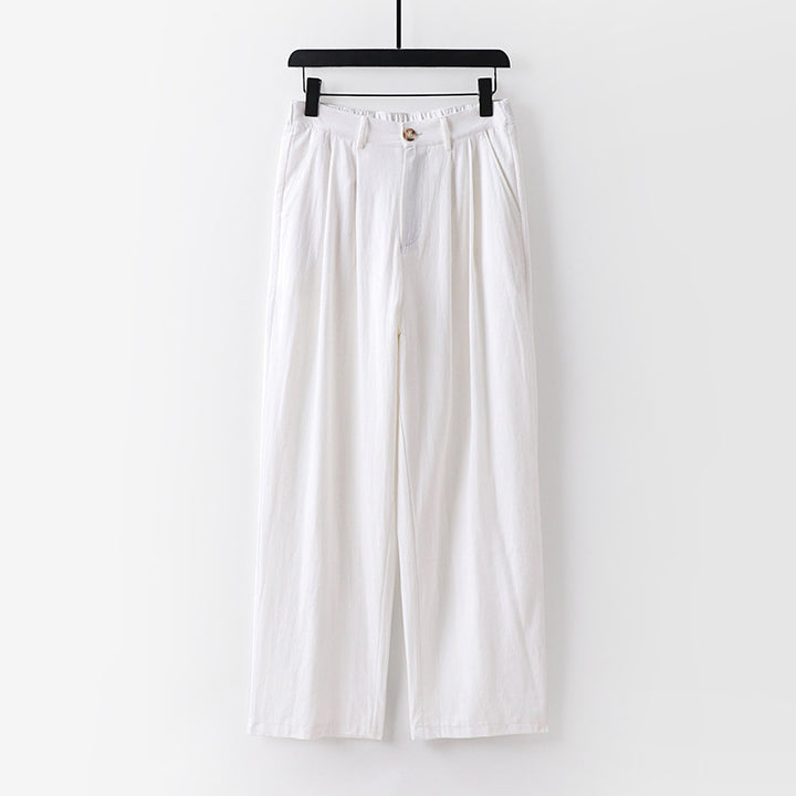 Damen weite Hose mit hoher Taille und Bundfalten Drune