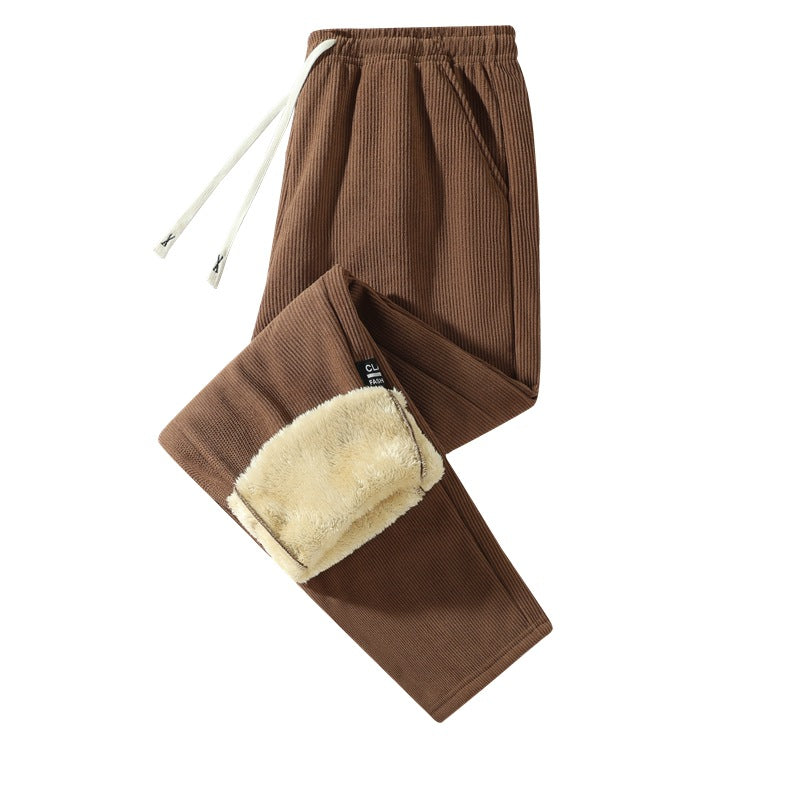 Damen Gefütterte Cord-Jogginghose mit Teddyfutter, Kordelzugbund & Seitentaschen Drune