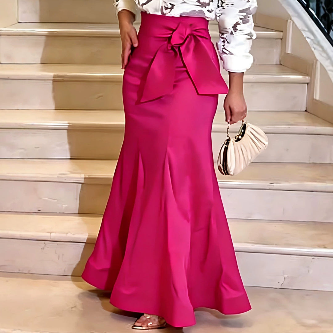 Damen Eleganter Maxi-Rock mit voluminösem Schleifen-Detail Drune