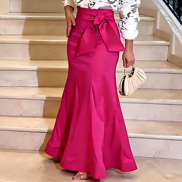 Damen Eleganter Maxi-Rock mit voluminösem Schleifen-Detail Drune